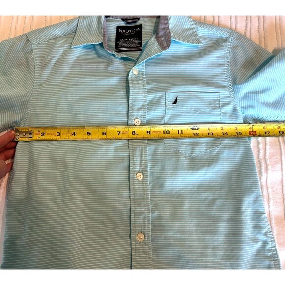 Nautica Boys Long Sleeve Button Down Dress Shirt Light Blue Size Medium 10/12 - Picture 4 of 5